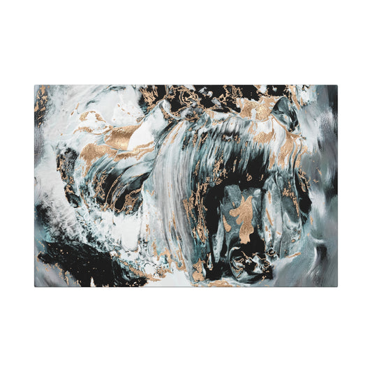 Black Ice Flow – Abstract Gold & Smoke Painting