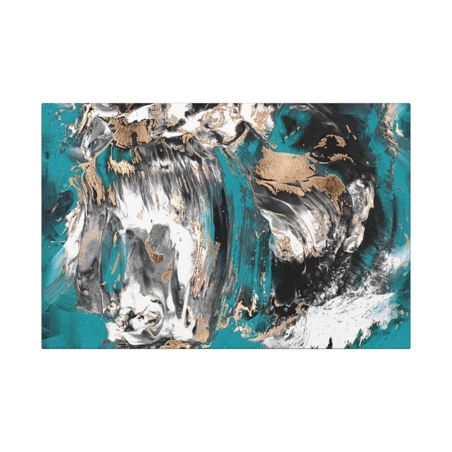 Teal Eruption – Aqua Gold Abstract Canvas