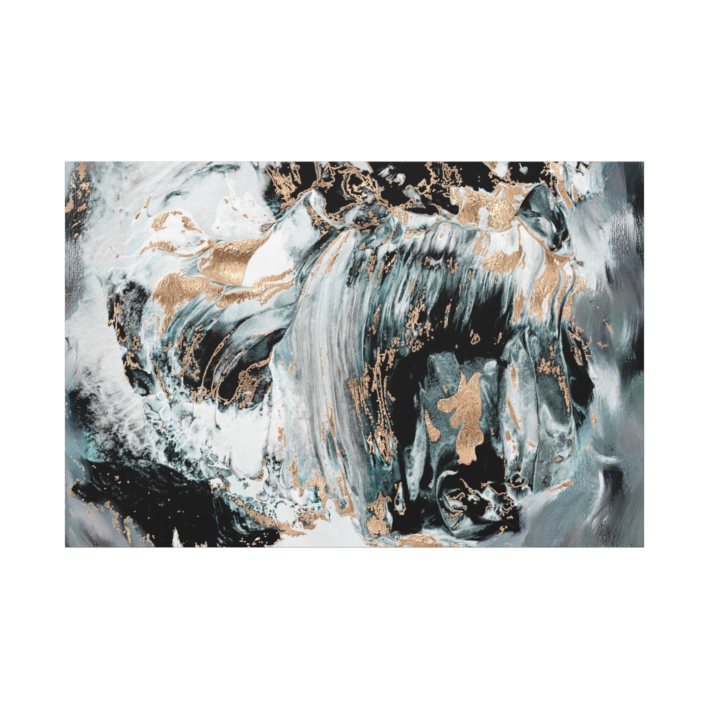 Black Ice Flow – Abstract Gold & Smoke Painting