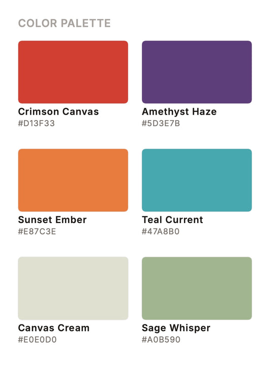 color palette, crimson canvas